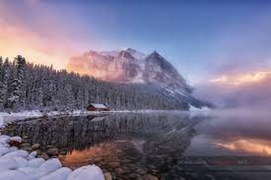 Serene mountain lake